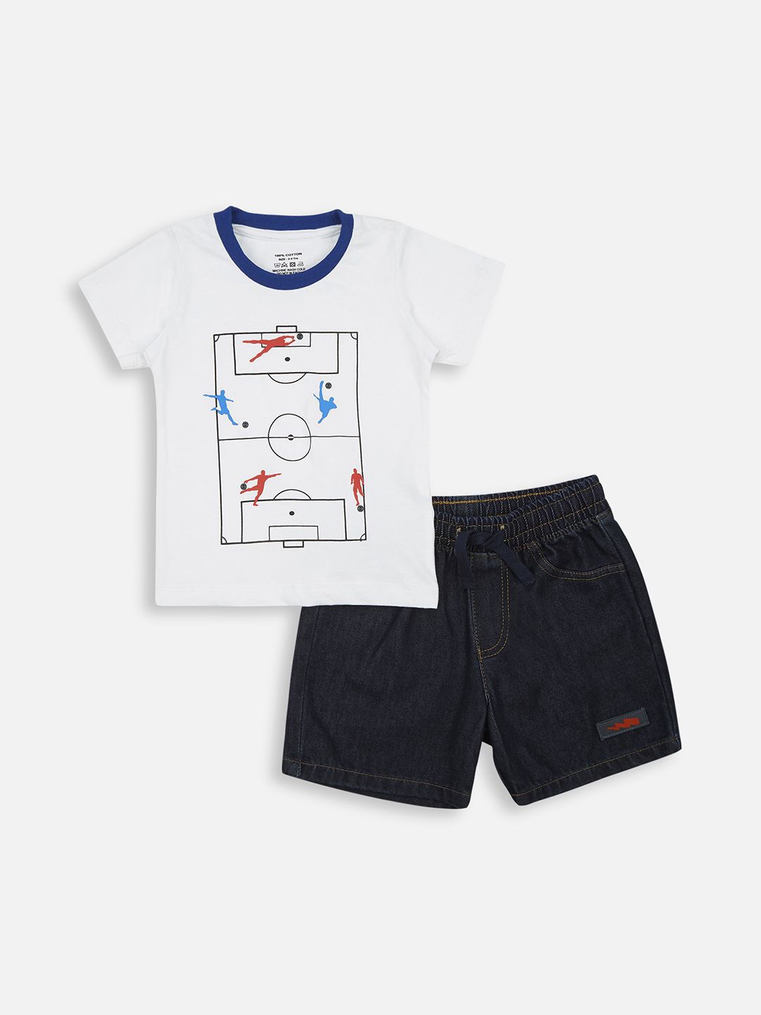 

YK Boys Clothing Set With Cotton T-shirt And Denim Shorts, White