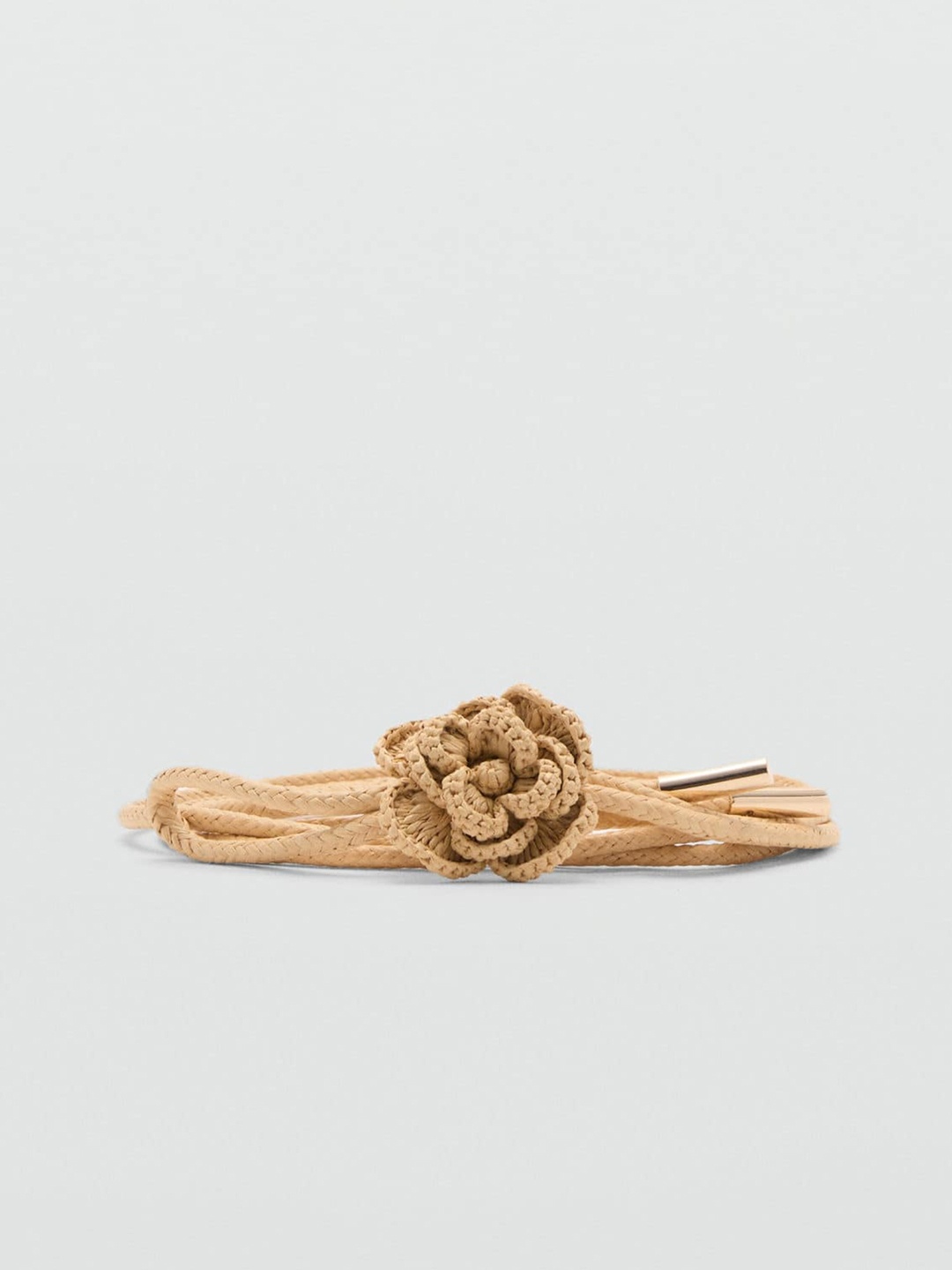 

MANGO Women Braided Floral Belt, Beige