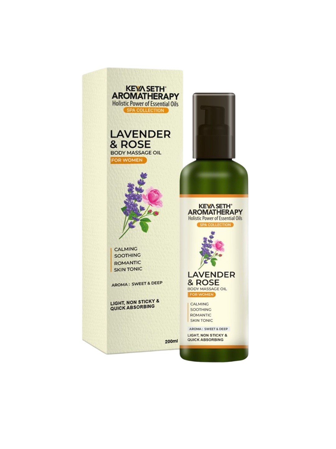 

KEYA SETH Women Aromatherapy Lavender & Rose Body Massage Oil - 200ml, Transparent