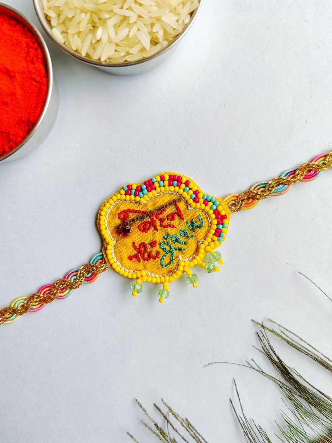 

Crunchy Fashion Beaded Braided Thread Rakhi, Blue