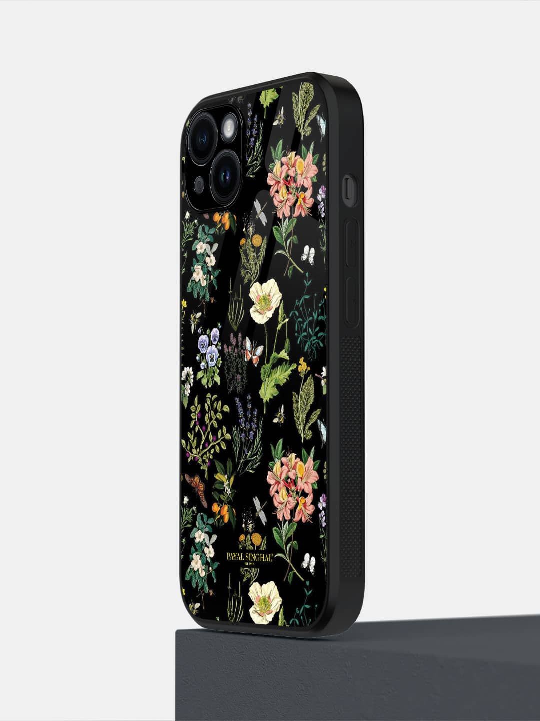 

macmerise Floral Printed iPhone 14 Plus Back Case Mobile Accessories, Black