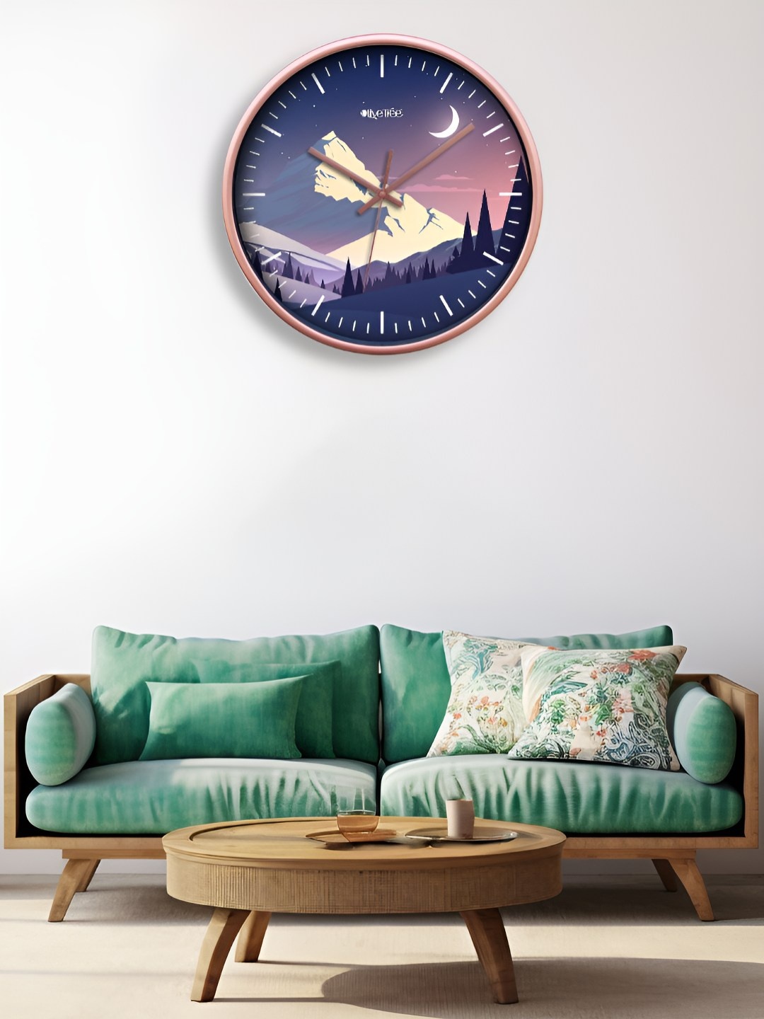 

OLIVE TREE Copper-Toned & Blue Printed Round Analogue Contemporary Wall Clock