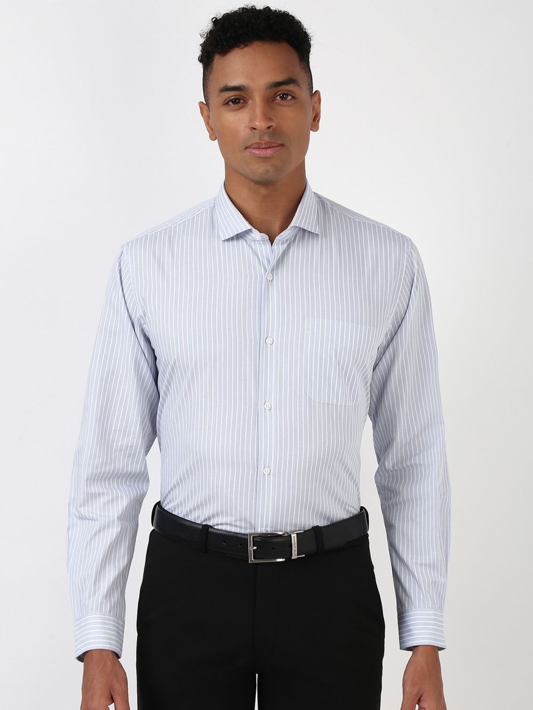 

Peter England Men Spread Collar Striped Polycotton Formal Shirt, Grey