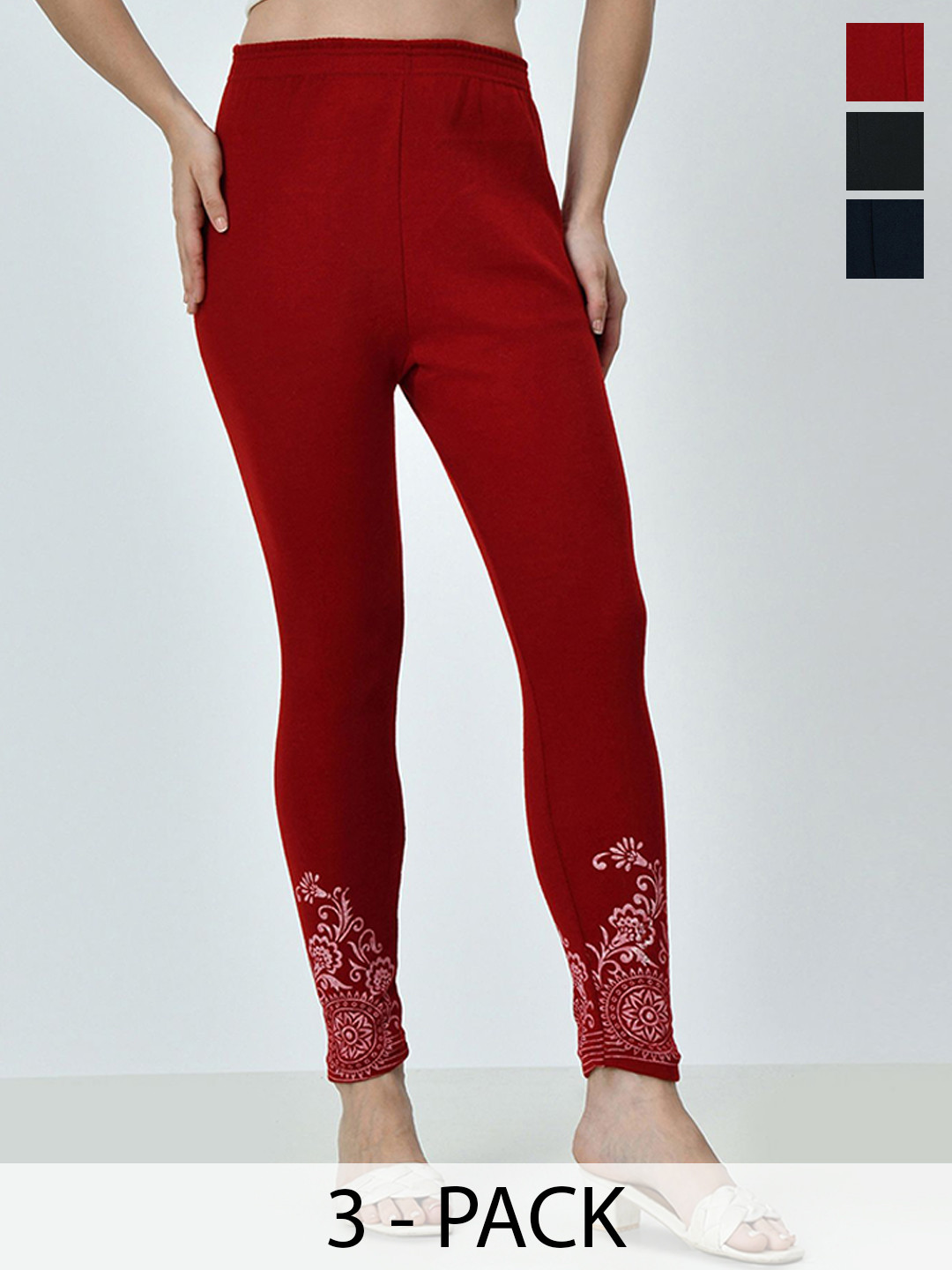 

BAESD Pack Of 3 Printed Ankle Length Leggings, Multi