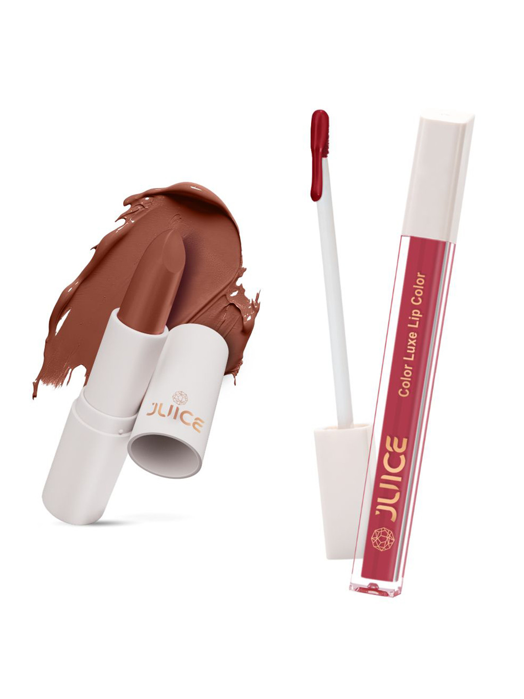 

JUICE Set of Color Luxe Lip Color 2.5ml & Kiss Sensation Lipstick 4g - Shade M23 & M13, Brown