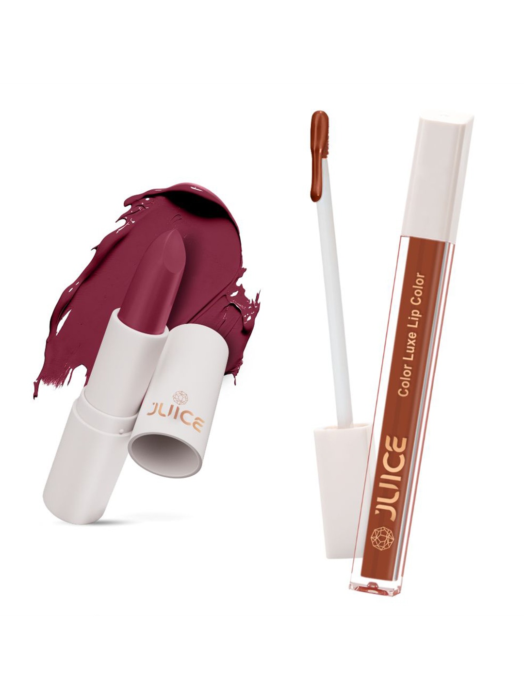 

JUICE Set of Color Luxe Lip Color 2.5ml & Kiss Sensation Lipstick 4g - Shade M08 & M02, Brown