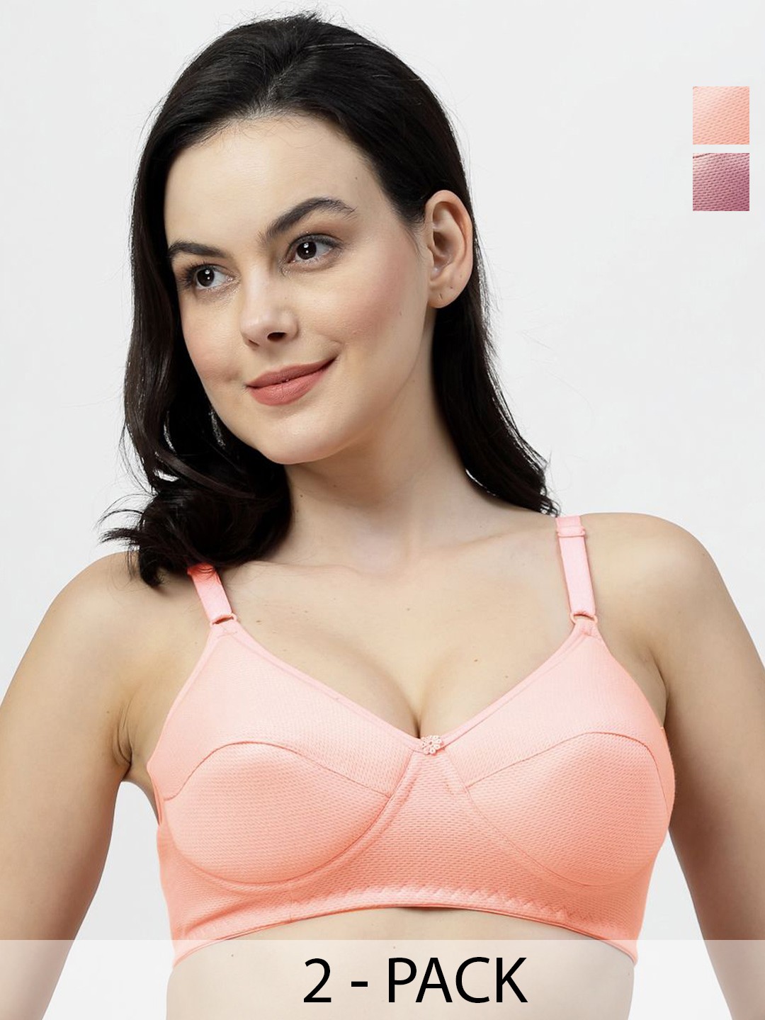 

SHYAM SONS FLAIR Solid Self Design Full Coverage Lightly Padded Bra, Orange