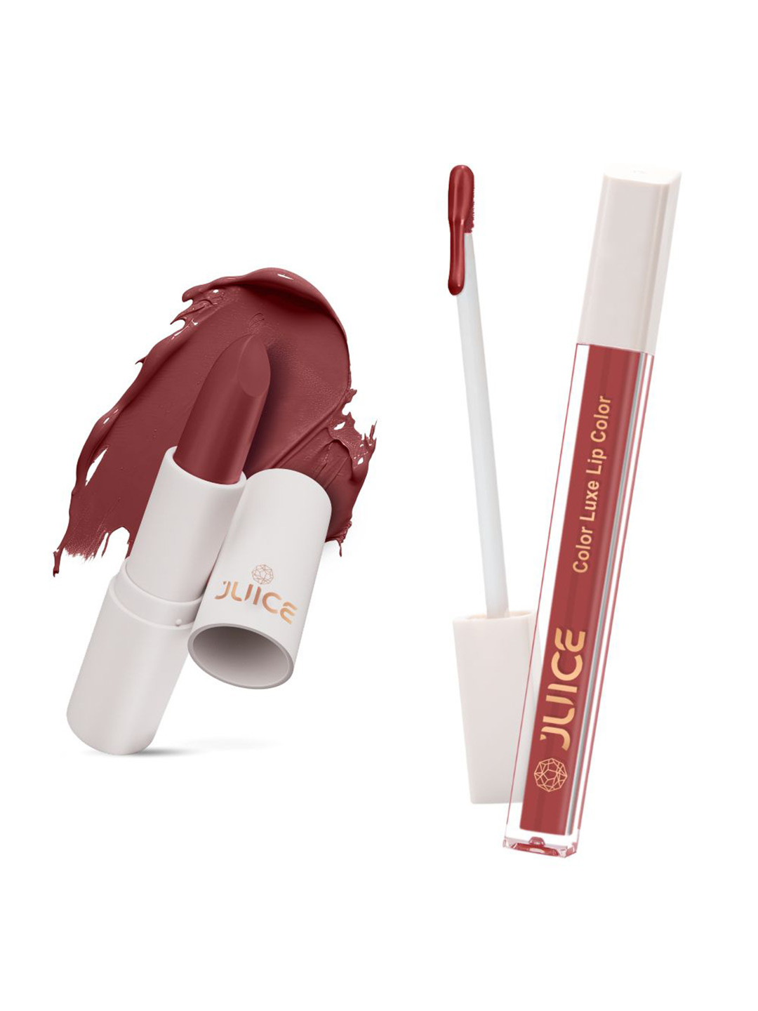 

JUICE Set of Color Luxe Lip Color 2.5ml & Kiss Sensation Lipstick 4g - Shade M24 & M03, Brown