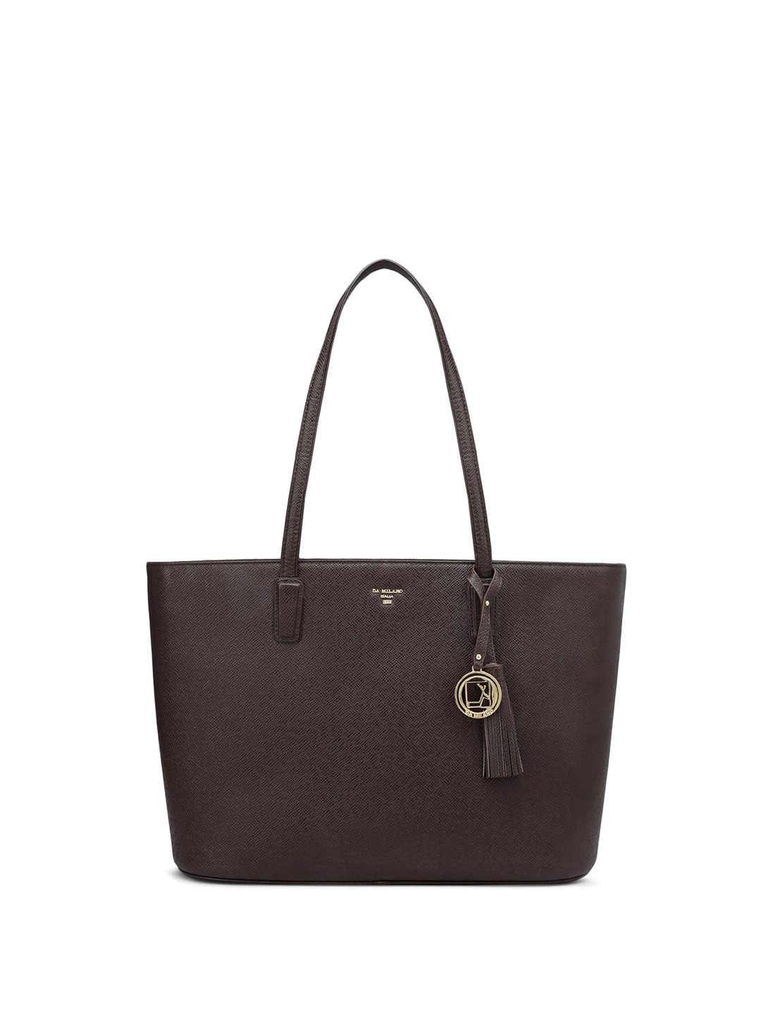 

Da Milano Leather Structured Tote Bag, Brown