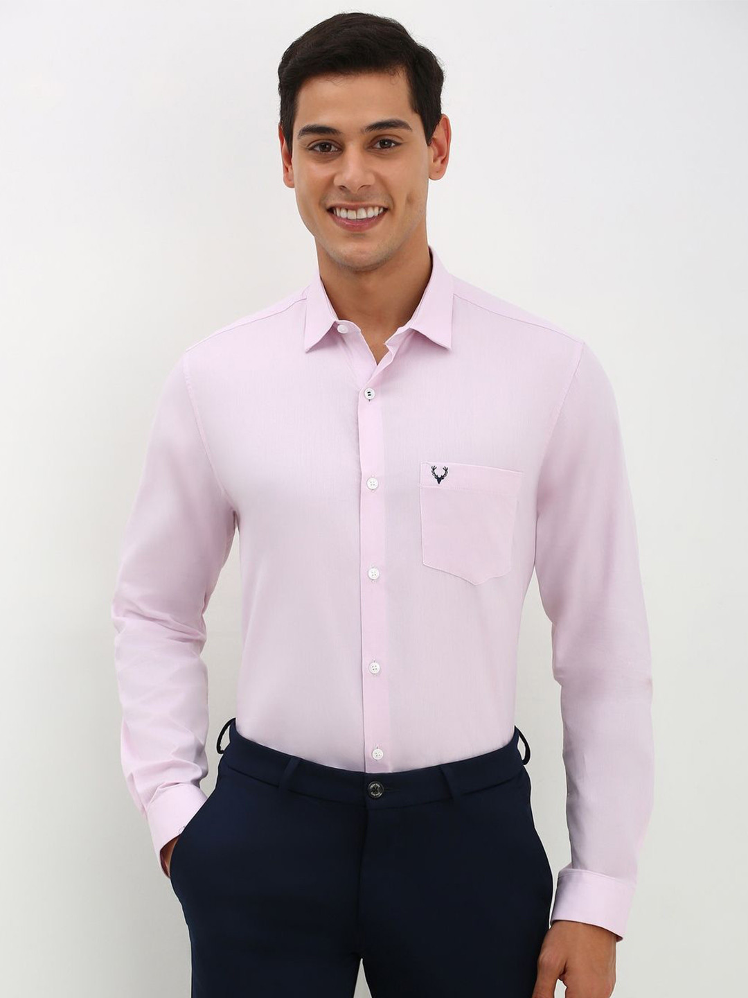 

Allen Solly Men Spread Collar Solid Cotton Slim Fit Formal Shirt, Pink
