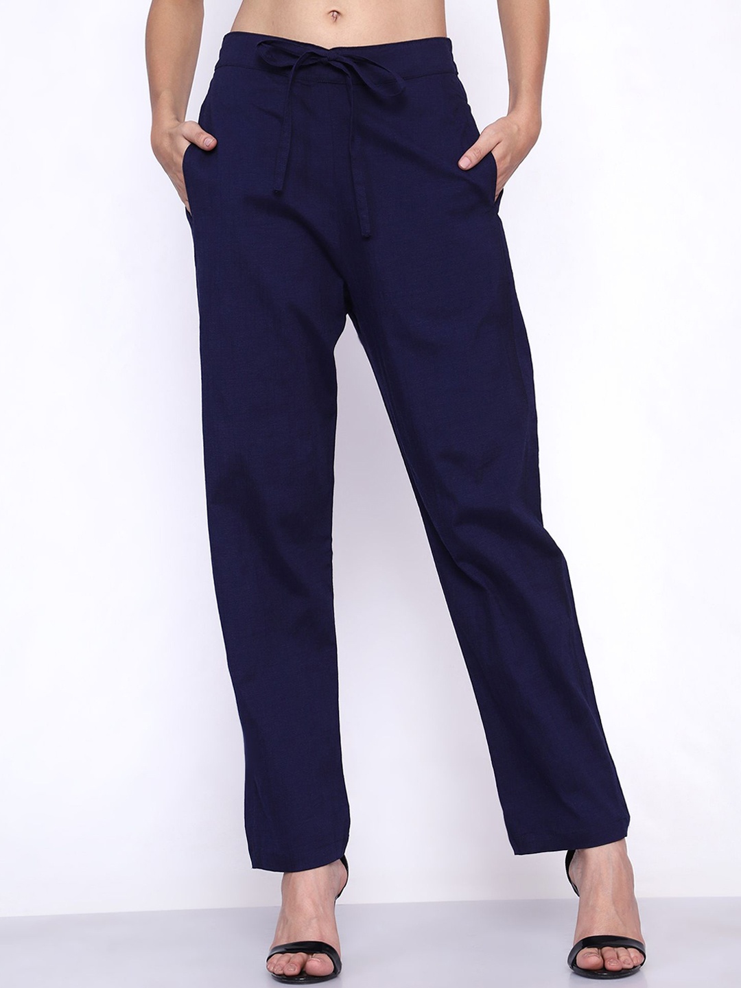 

Bhuja Women Relaxed Regular Fit Trousers, Blue