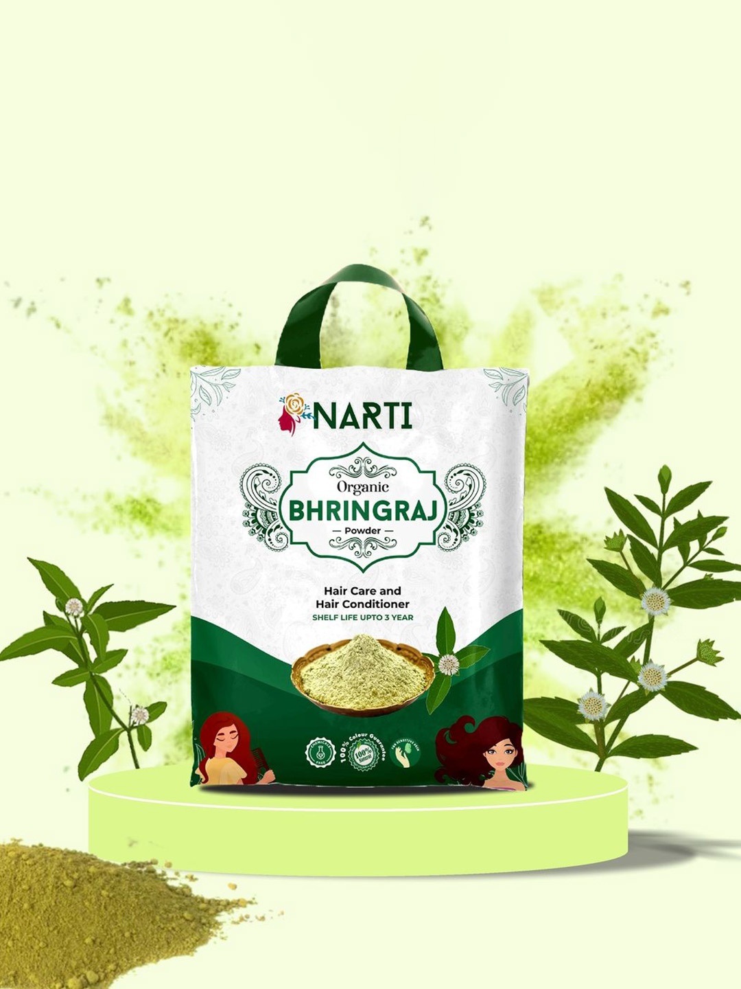 

NARTI Organic Bhringraj Powder For Hair Care-300g, Brown