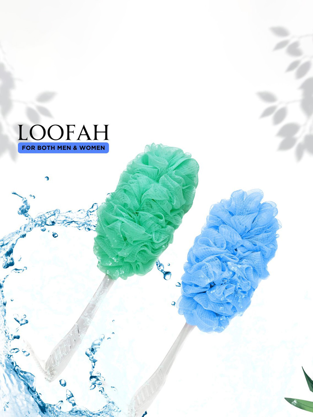

CareDone Set Of 2 Soft Long Loofah With Handle, Green