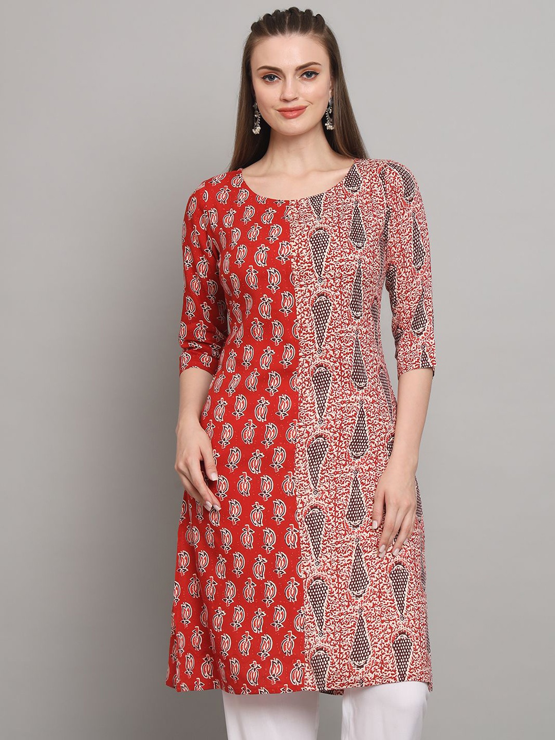 

Anouk Red Ethnic Motifs Printed Straight Kurta