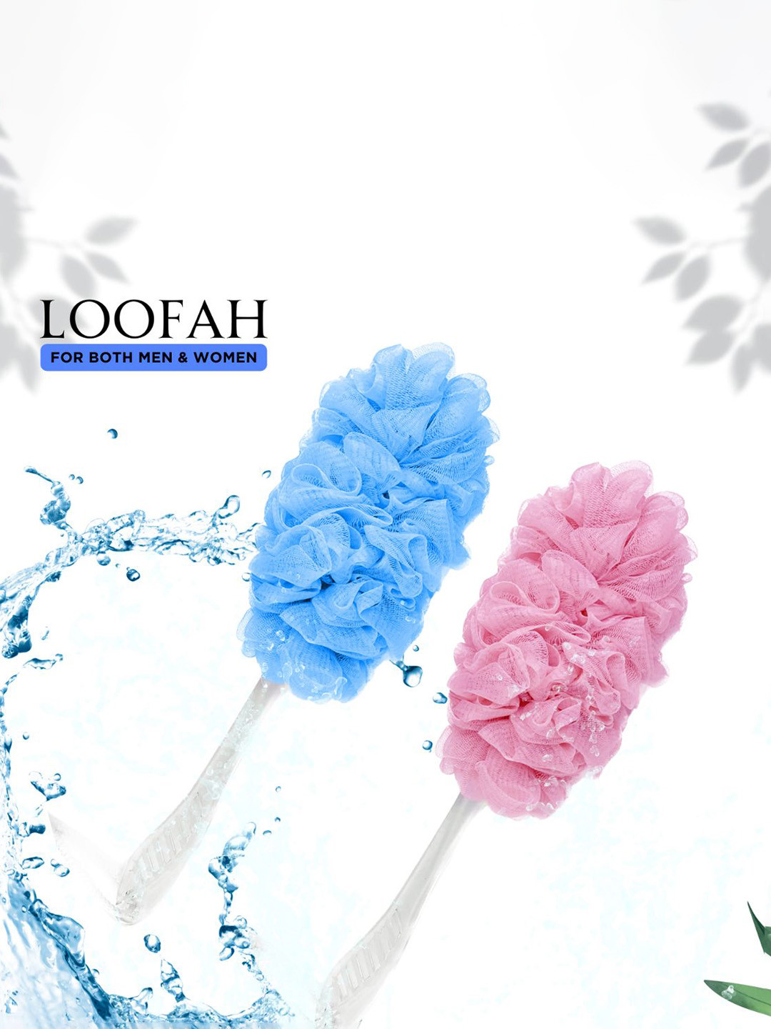 

CareDone Set of 2 Soft Long Loofahs with Handle, Blue
