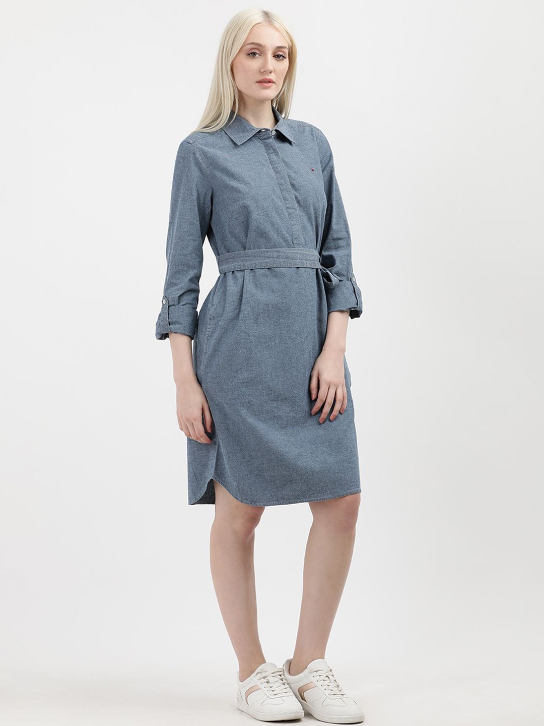 

Tommy Hilfiger Shirt Collar A-Line Dress, Blue