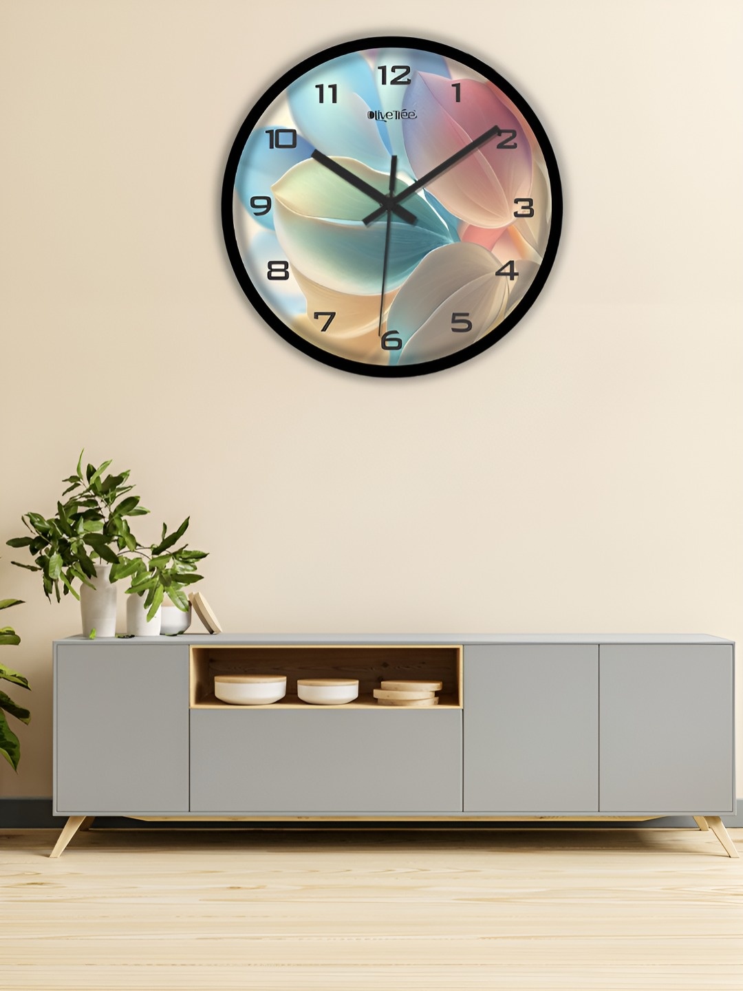 

OLIVE TREE Black & Blue Printed Analogue Contemporary Wall Clock