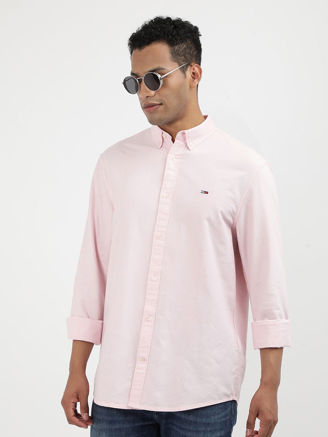 

Tommy Hilfiger Men Solid Button-Down Collar Pure Cotton Casual Shirt, Pink