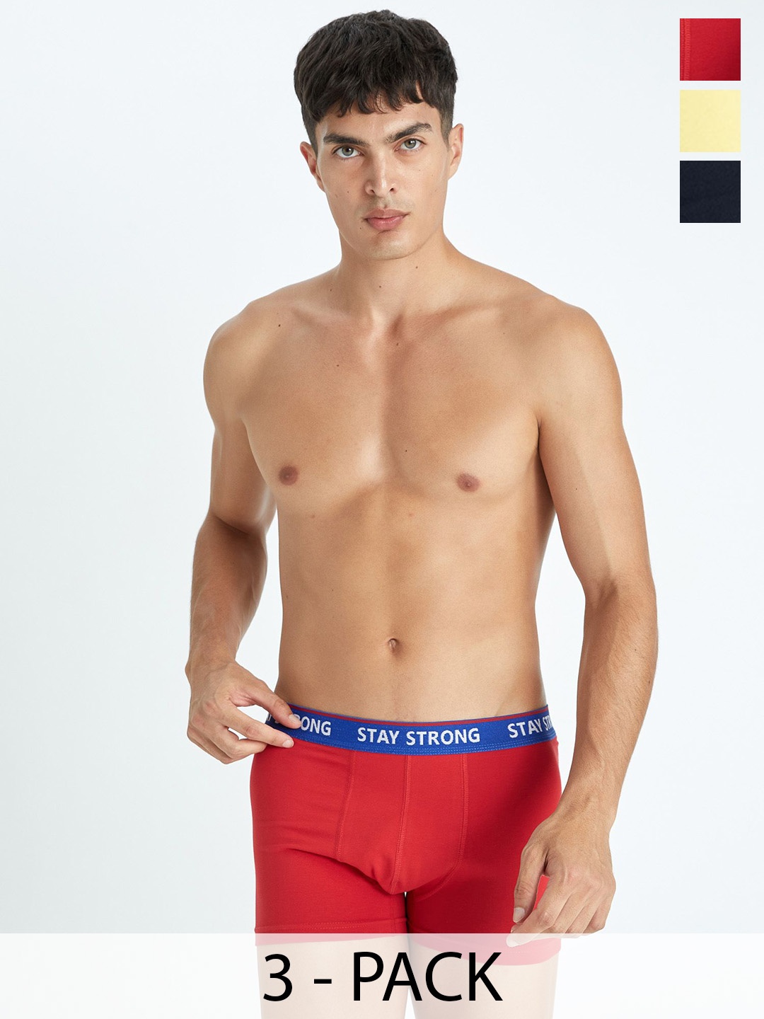 

DeFacto Men Pack Of 3 Outer Elastic Short Trunks 234636438, Navy blue