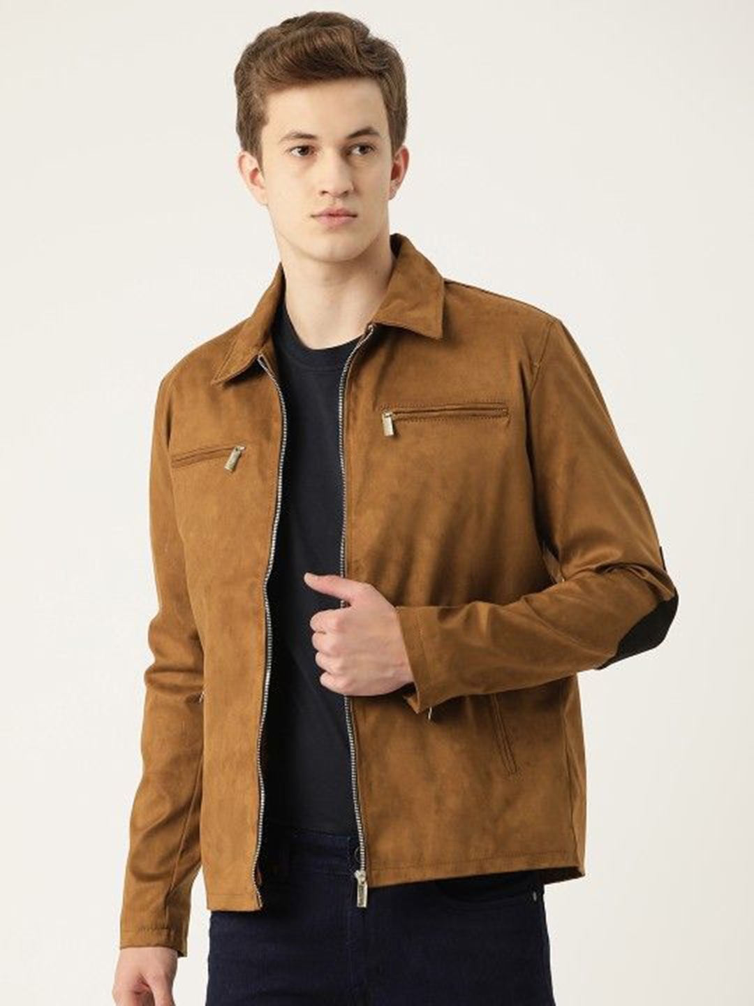 

Leather Retail Men Suede Lightweight Longline Tailored Jacket, Brown