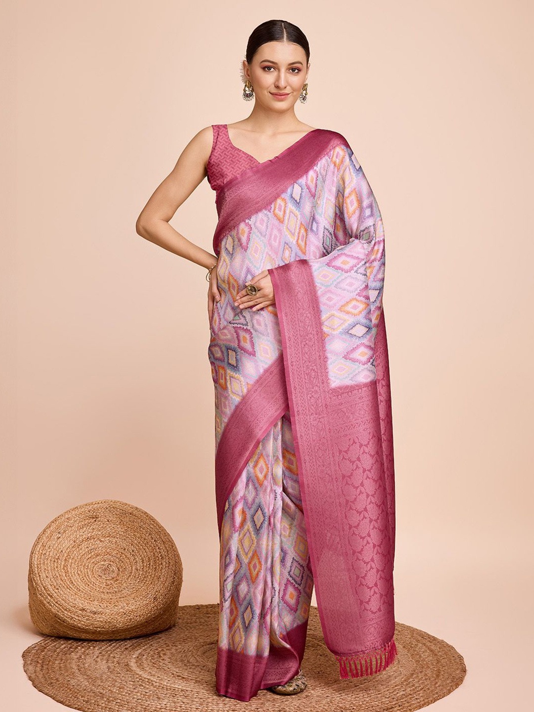 

bansari textiles Zari Pure Silk Kanjeevaram Saree, Red