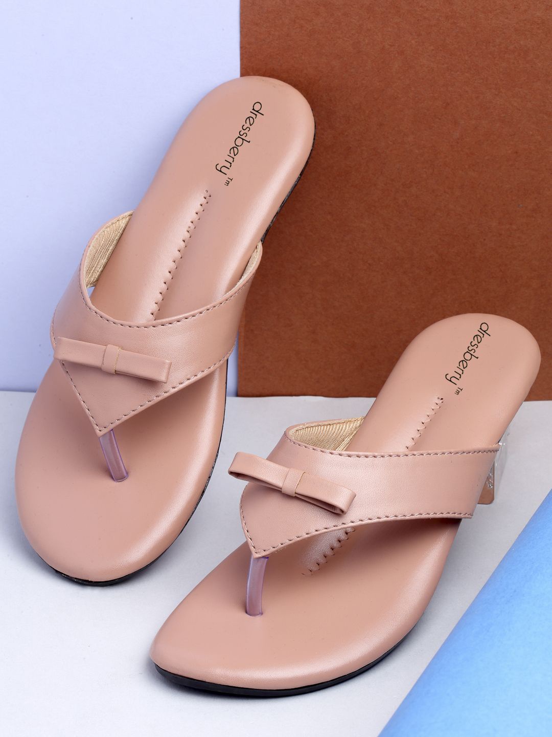 

DressBerry Women Open Toe Flats with Bows, Pink