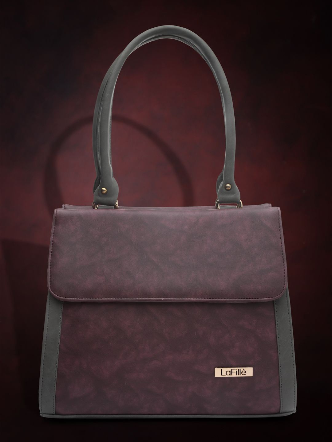 

LaFille Textured PU Shopper Handheld Bag with Cut Work, Purple