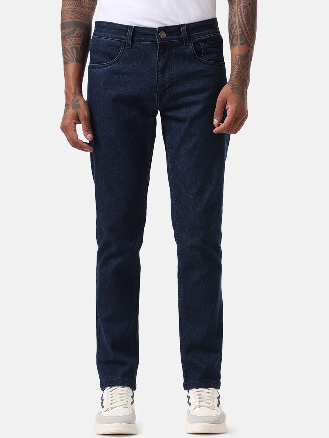 

WROGN Men Comfort Mid-Rise Slim Fit Jeans, Blue