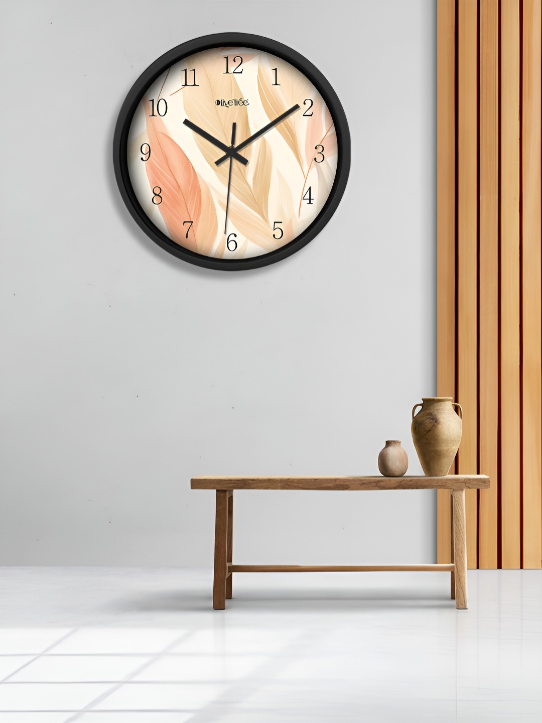 

OLIVE TREE Black & Beige Printed Contemporary Analogue Round Wall Clock