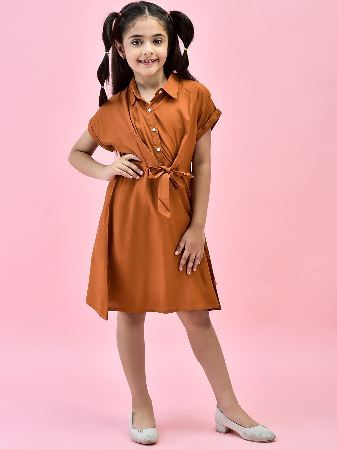 

Juniper Girls Tie-Up Detail Shirt Dress, Rust