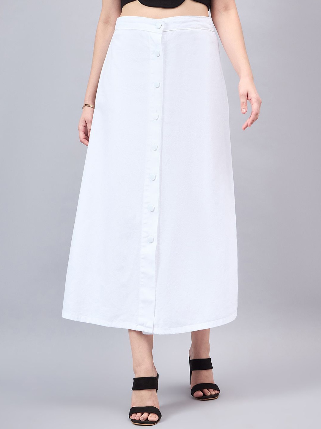 

Style Quotient Pure Cotton A-Line Maxi Skirt, White