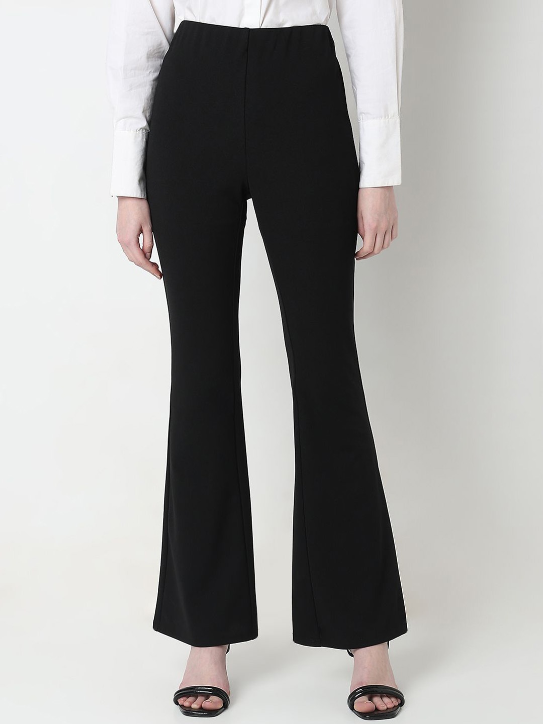 

Vero Moda Women Flared High-Rise Parallel Trousers, Black