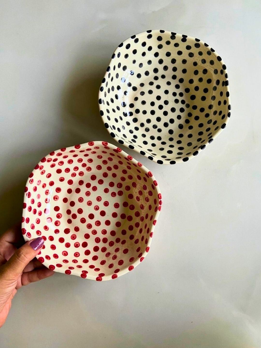 

WEAVING HOMES Red & Black 2 Pieces Printed Ceramic Serving Bowls