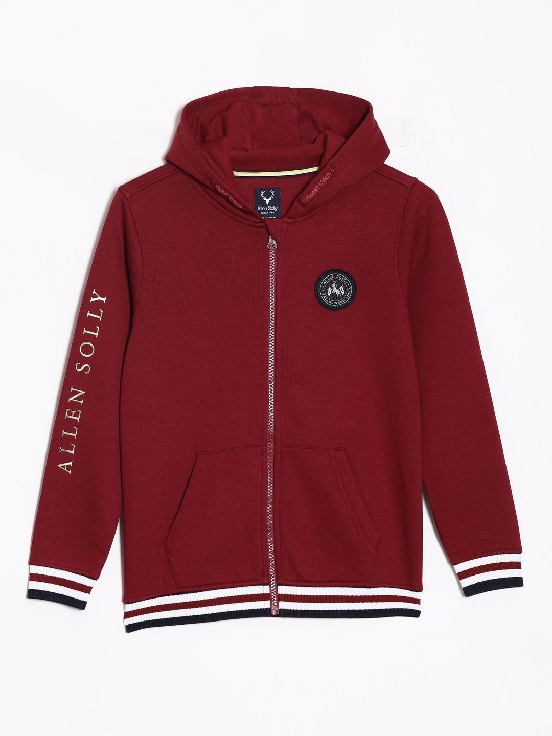 

Allen Solly Junior Boys Embroidered Brand Logo Hooded Sweatshirt, Maroon