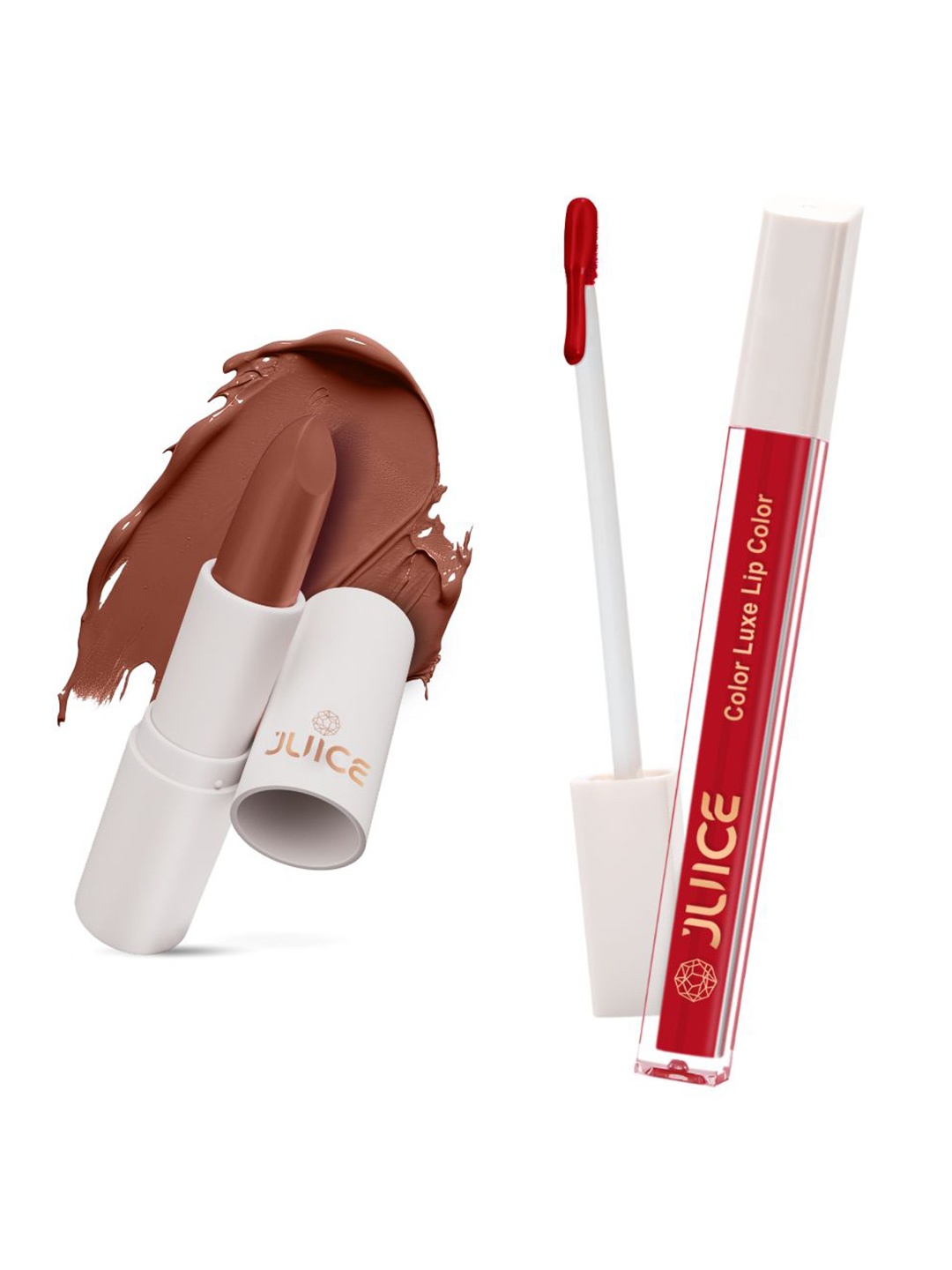 

JUICE Set of Color Luxe Lip Color 2.5ml & Kiss Sensation Lipstick 4g - Shade M23 & M06, Brown
