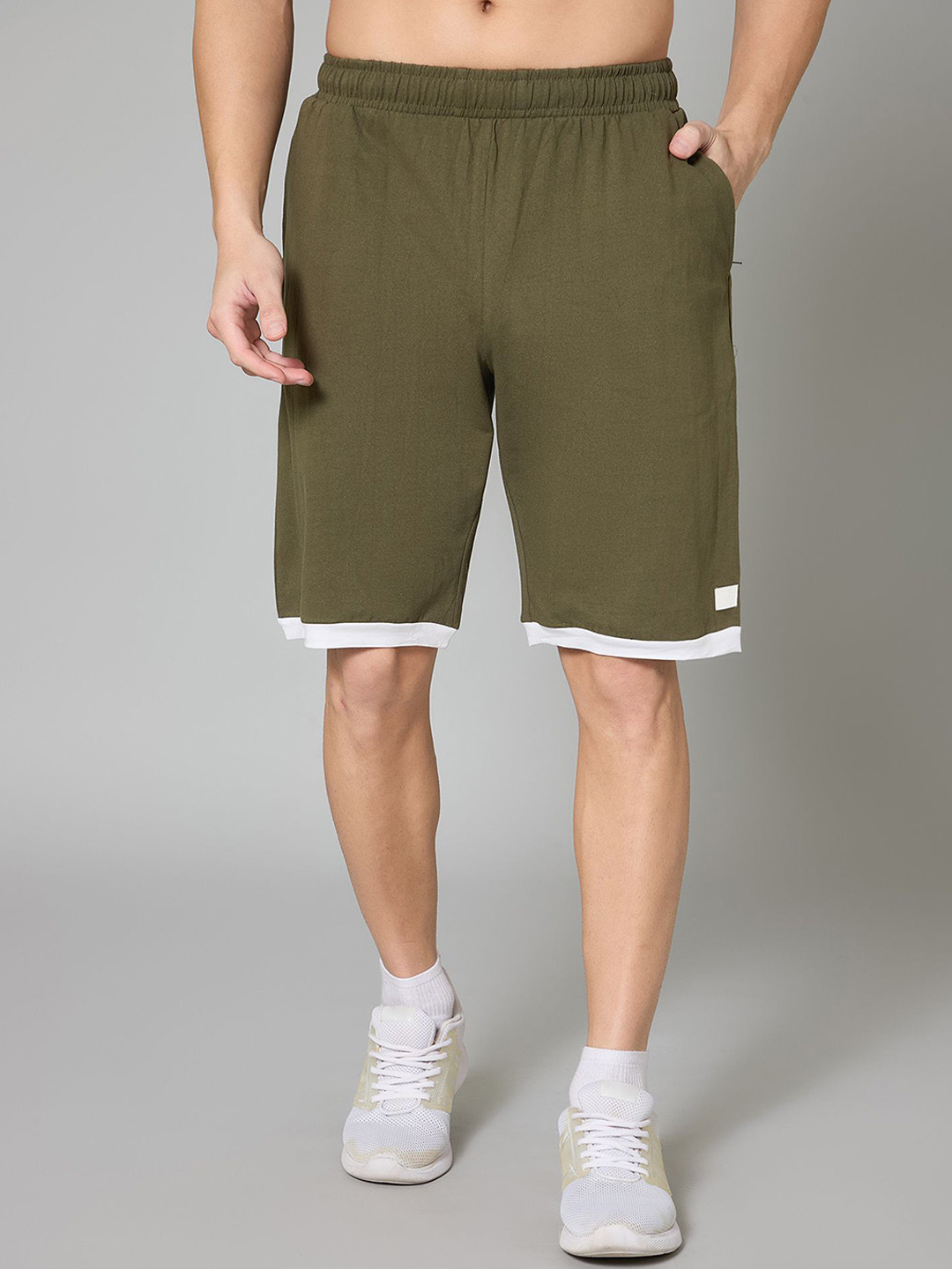 

TURNFIT Men Mid-Rise Antimicrobial Technology Sports Shorts, Olive
