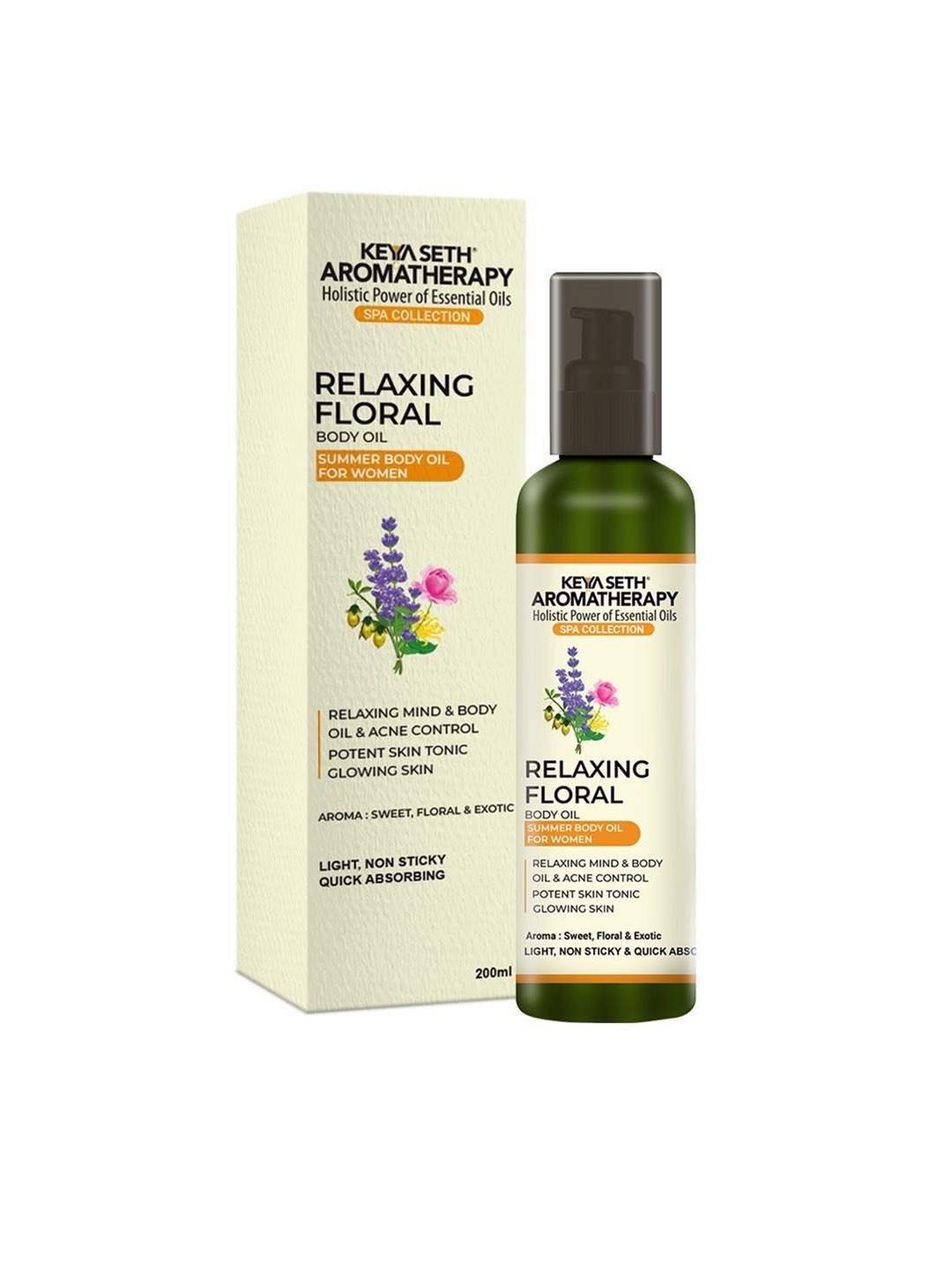 

KEYA SETH Women Aromatherapy Relaxing Floral Summer Body Oil - 200ml, Beige