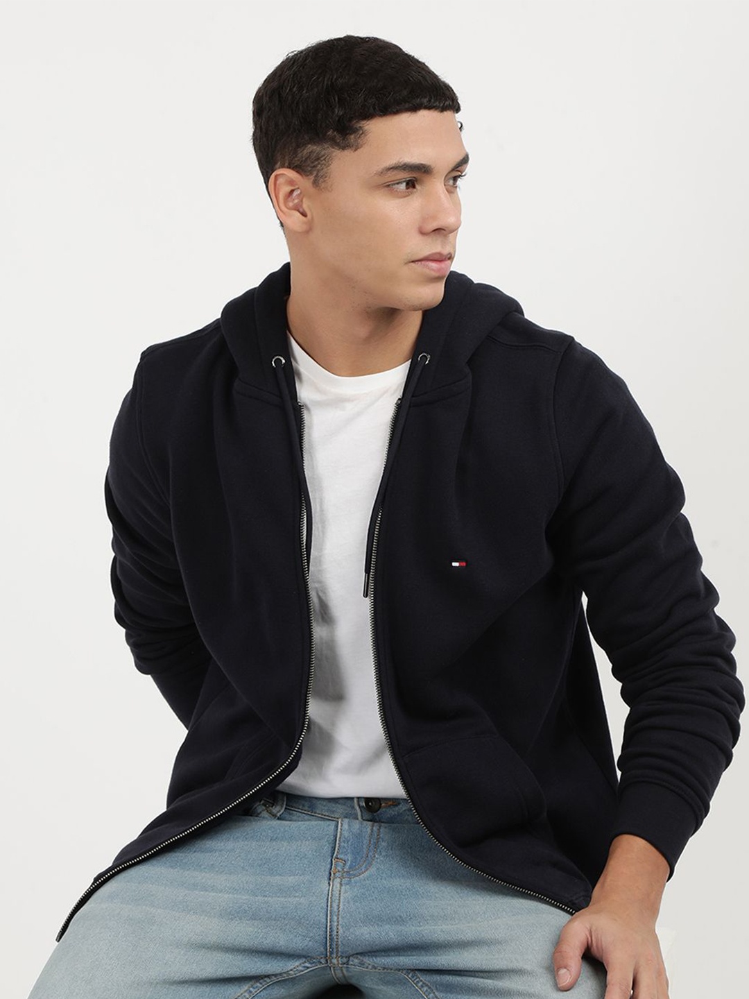 

Tommy Hilfiger Men Solid Hooded Sweatshirt, Navy blue