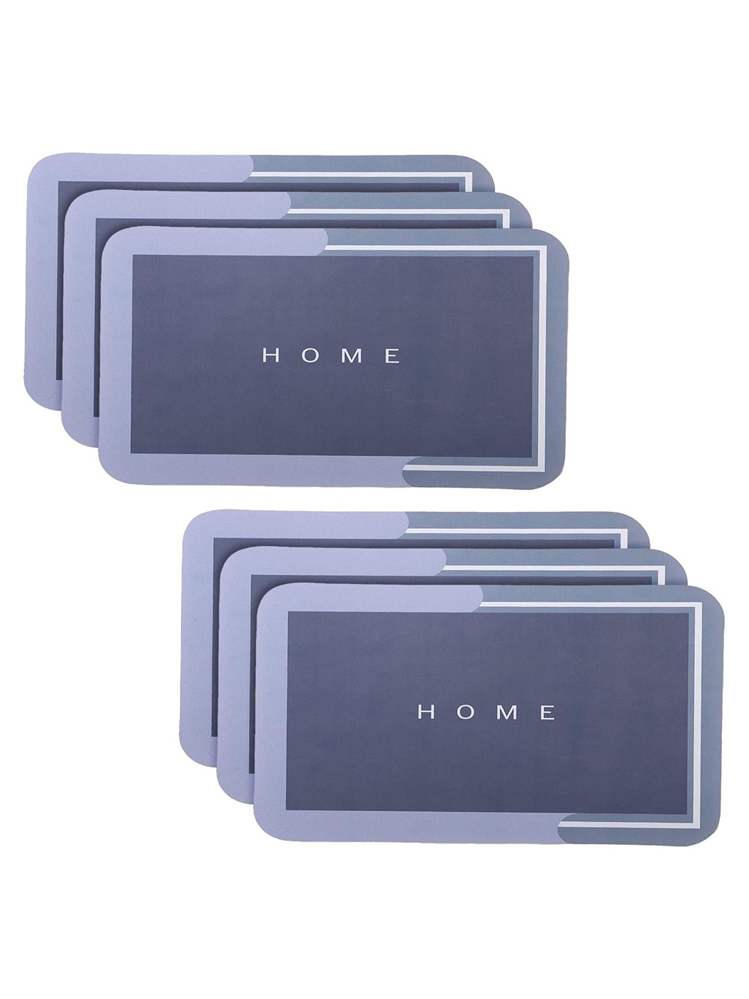 

Kuber Industries Grey & Blue 6 Pieces Colourblocked 240 GSM Bath Rugs