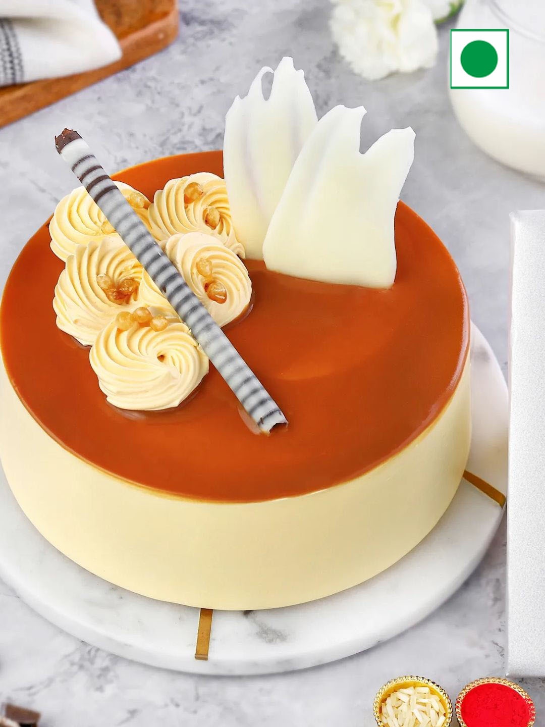 

fnp Rakhi With Butterscotch Cake 1 Kg Gift Set, Red