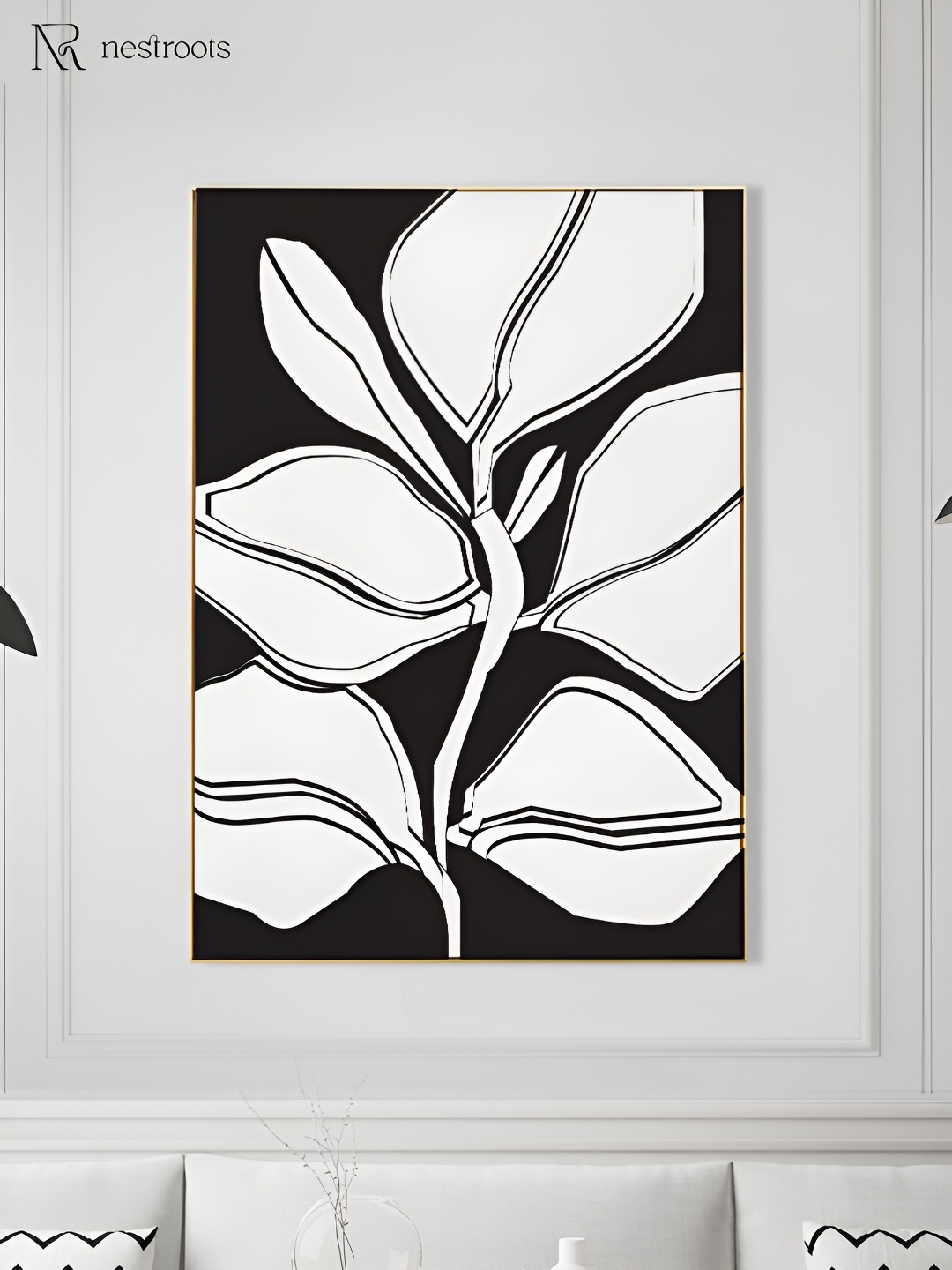 

nestroots White & Black Canvas Floral & Botanical Painting Wall Art