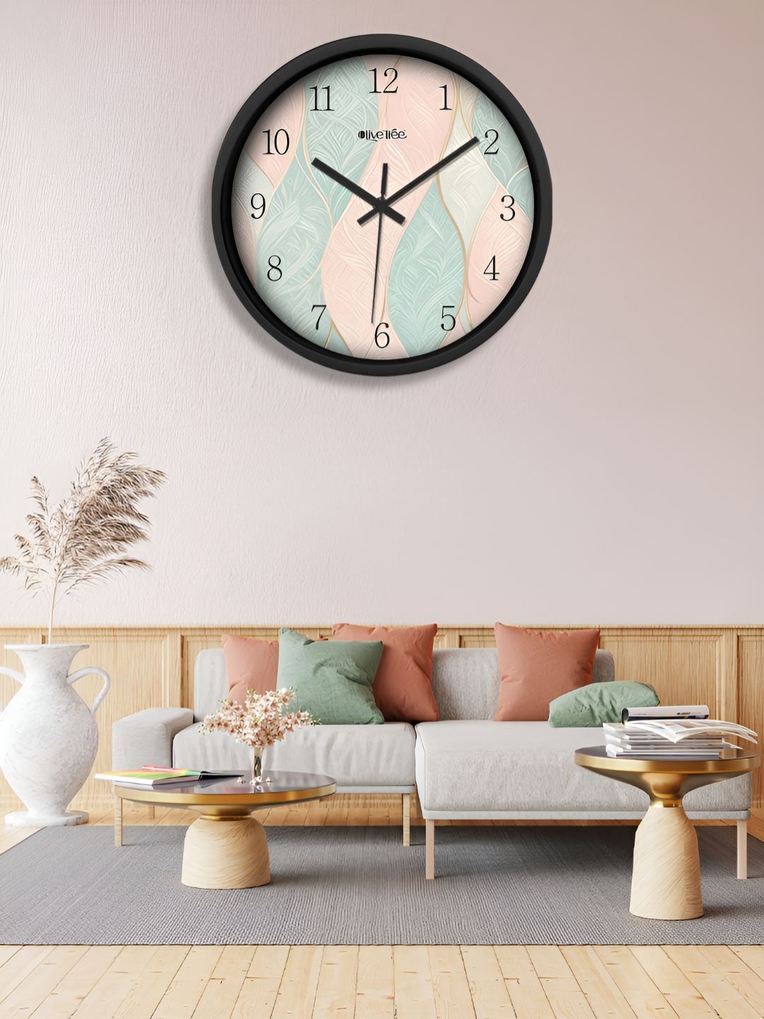 

OLIVE TREE Black & Green Printed Round Analogue Contemporary Wall Clock