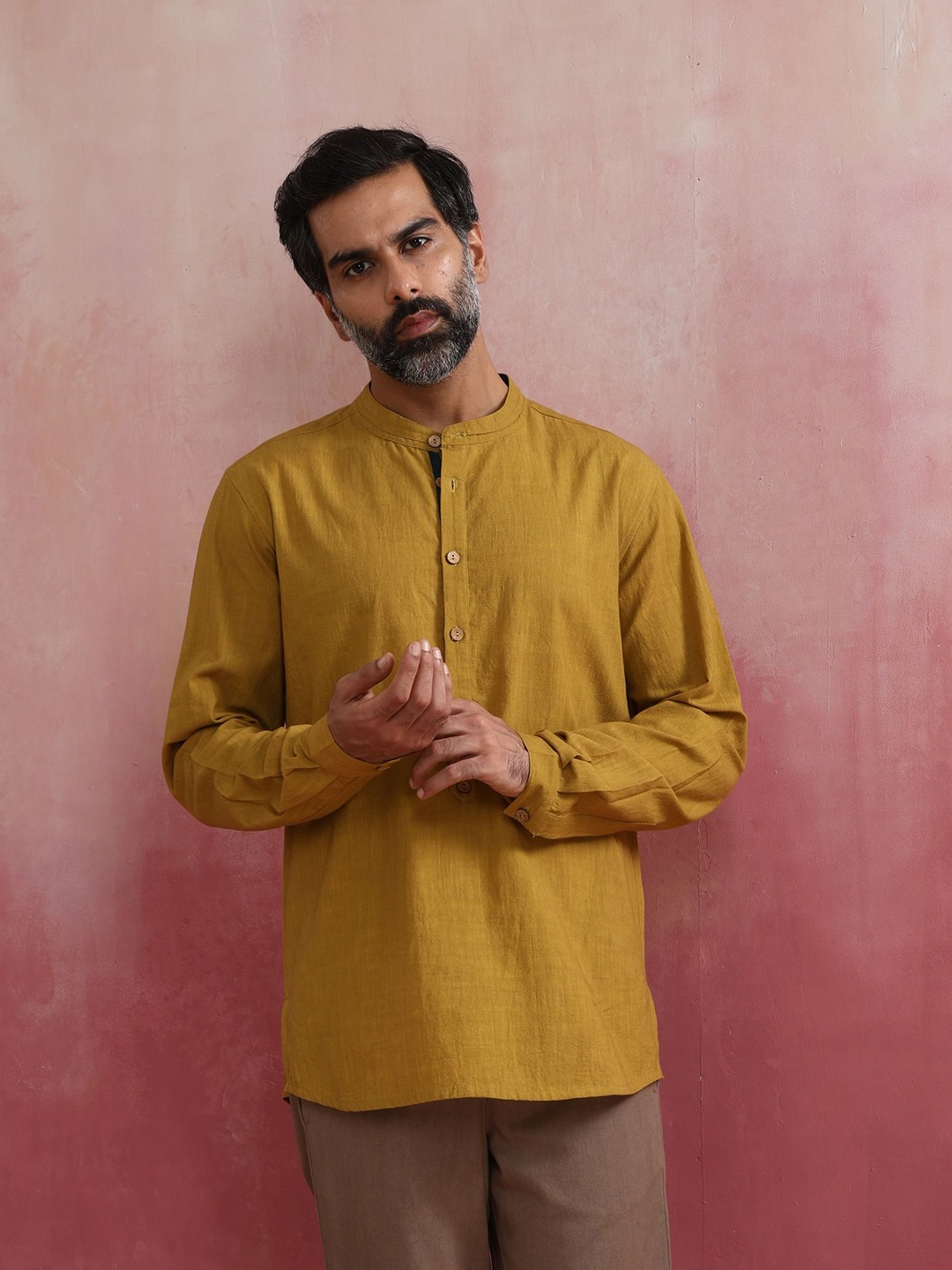 

trueBrowns Men Short Kurta, Mustard