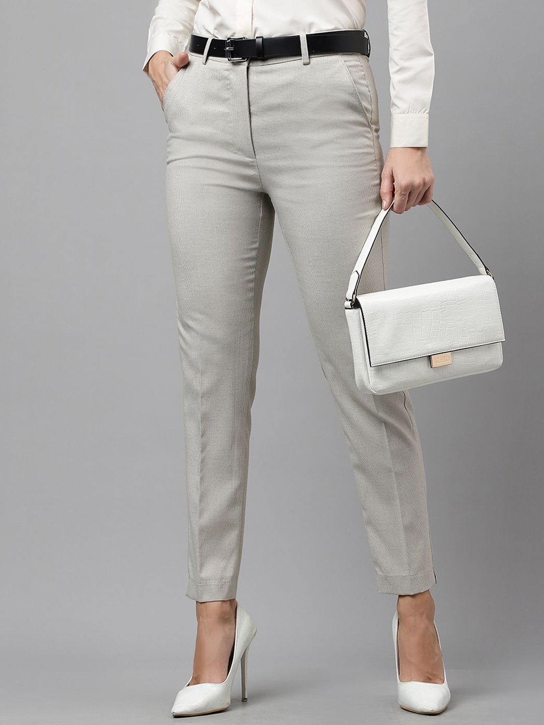

Hancock Women Original Slim Fit Wrinkle Free Stretchable Trousers, Beige