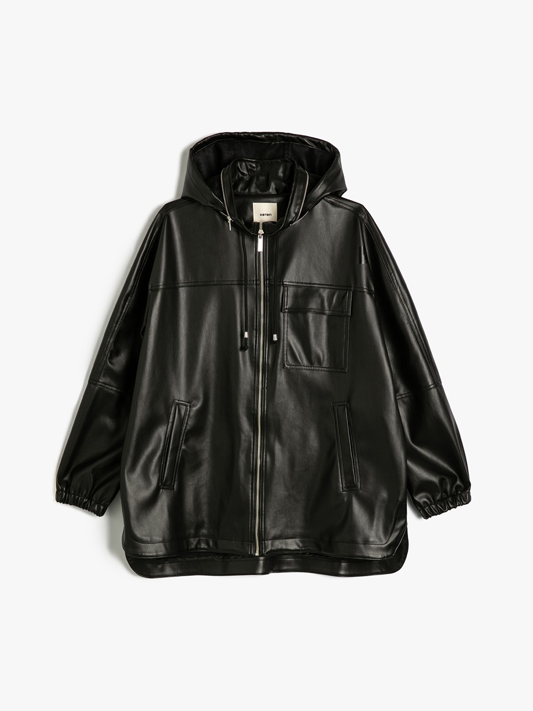 

Koton Women Solid Longline Tailored Jacket, Black
