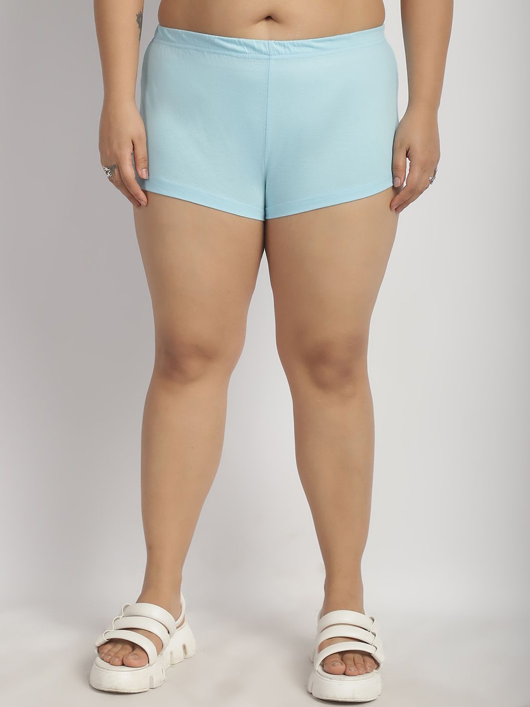 

thkgrlz Women Plus Size High-Rise Hot Pants Shorts, Blue