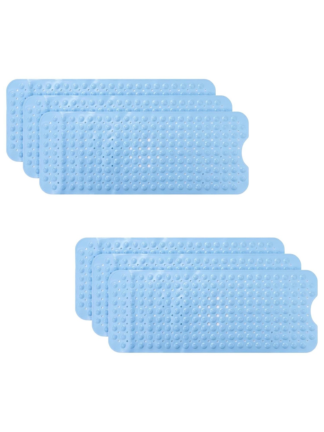 

Kuber Industries Blue 6 Pcs Textured 240 GSM Anti Skid Bath Rugs
