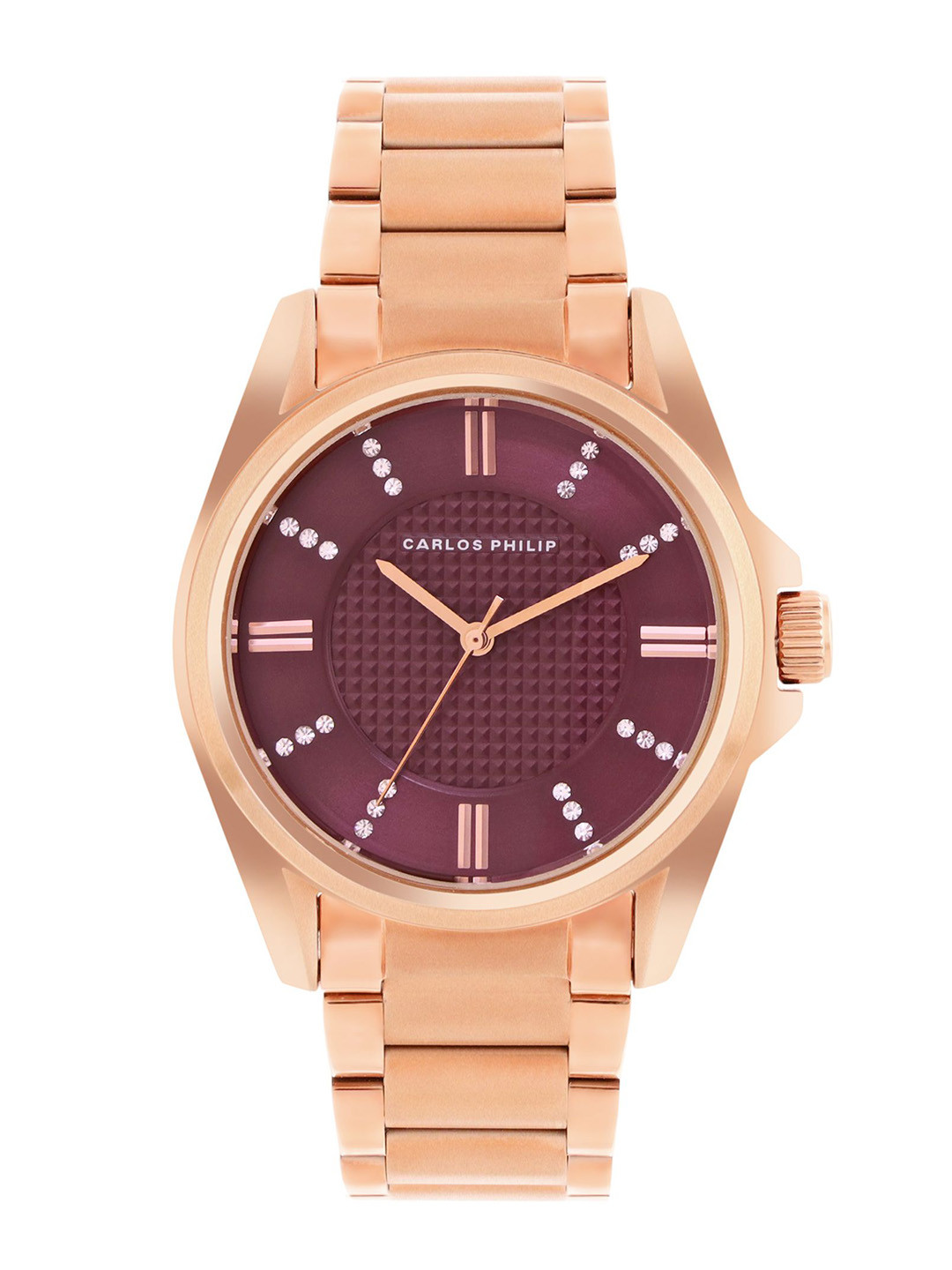

CARLOS PHILIP Women Brass Embellished Dial & Stainless Steel Straps Analogue Watch Equinox, Violet