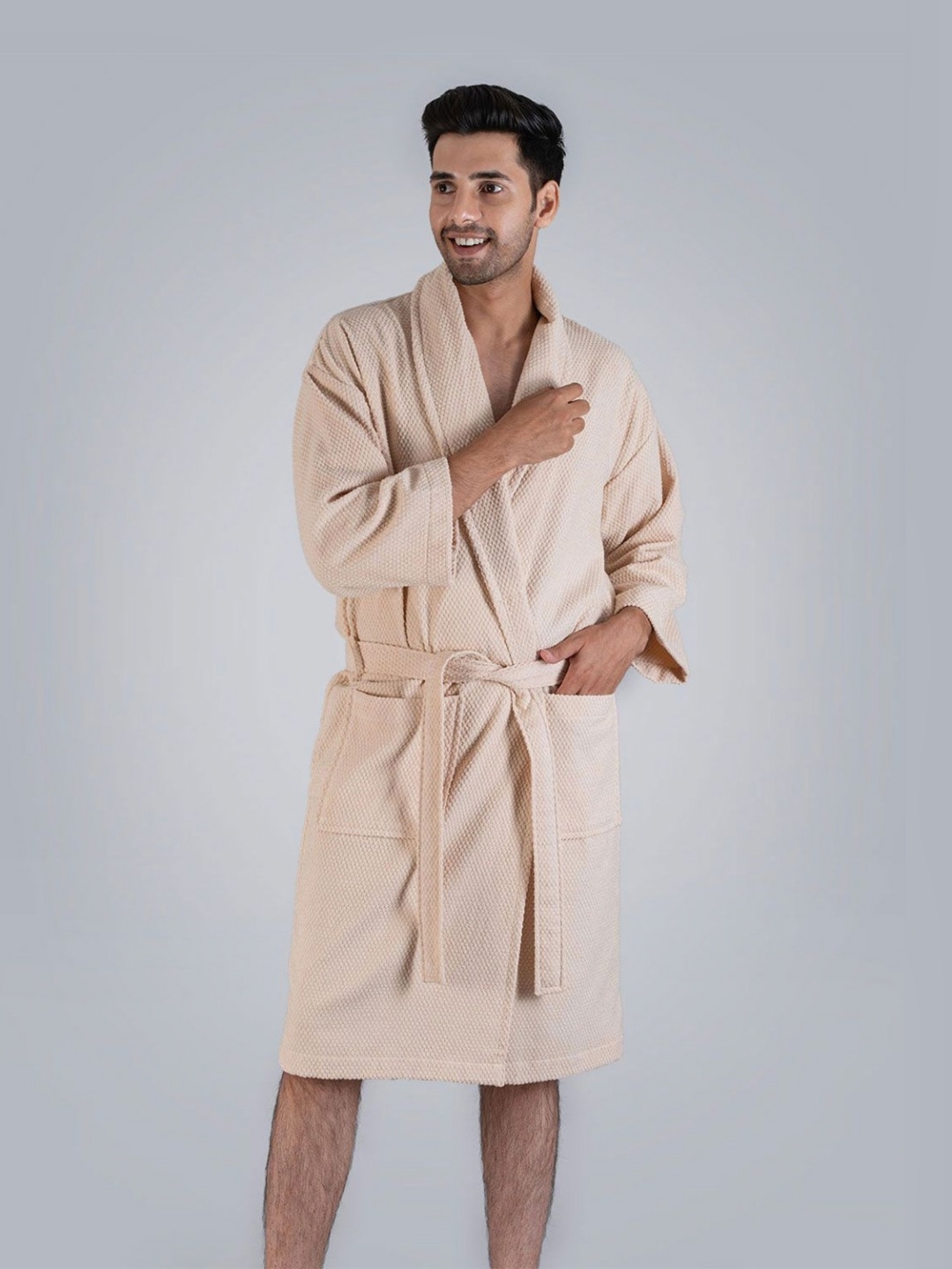 

MYTRIDENT Unisex Beige 240 GSM Pure Cotton Bath Robe