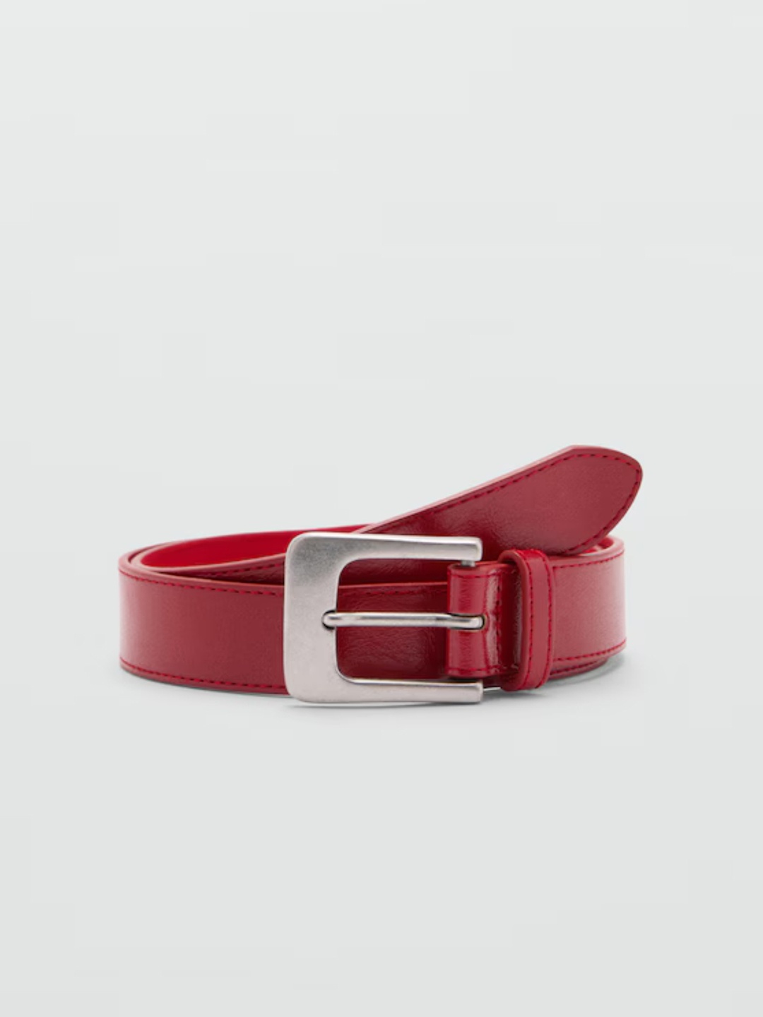 

MANGO Women Wide Belt With Square Buckle, Red